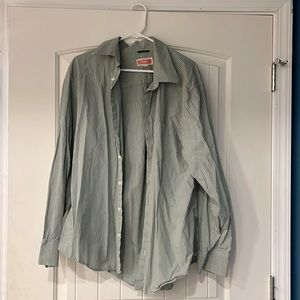 XL green and brown button down